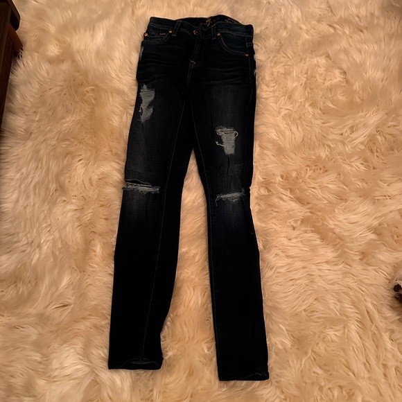 7 for all mankind the ankle skinny distressed - Picture 2 of 3